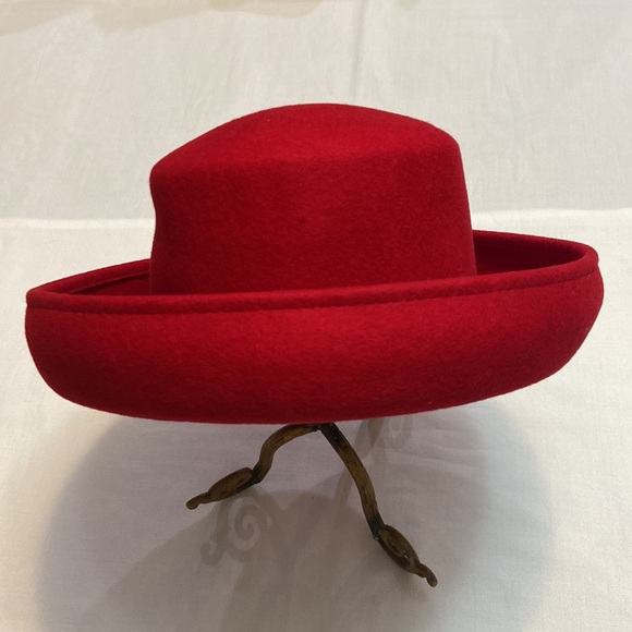 Red Womens 100% Wool Fedora Style Hat - Nice! main image 4